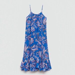 Mango Long Floral Print Dress Sz M